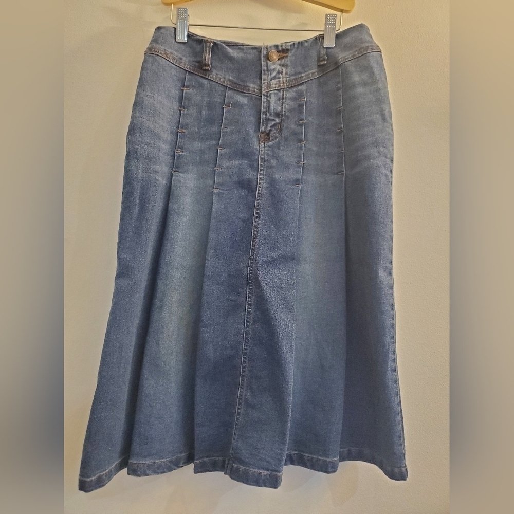 Vigor Jeans Y2K medium wash Blue Denim Jean midi skirt Size M